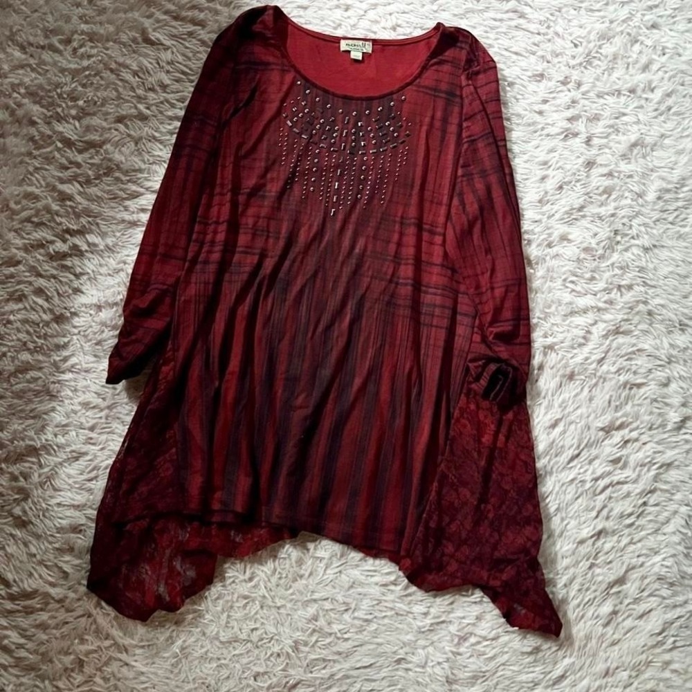 Dark Fairy Whimsygoth Asymmetrical Embellished Grunge Punk Slinky Top Womens‎ XL